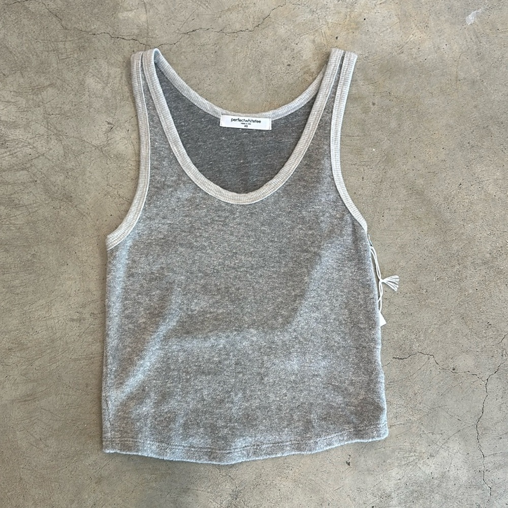 Perfectwhitetee cruise loop terry tank in heather grey size xs